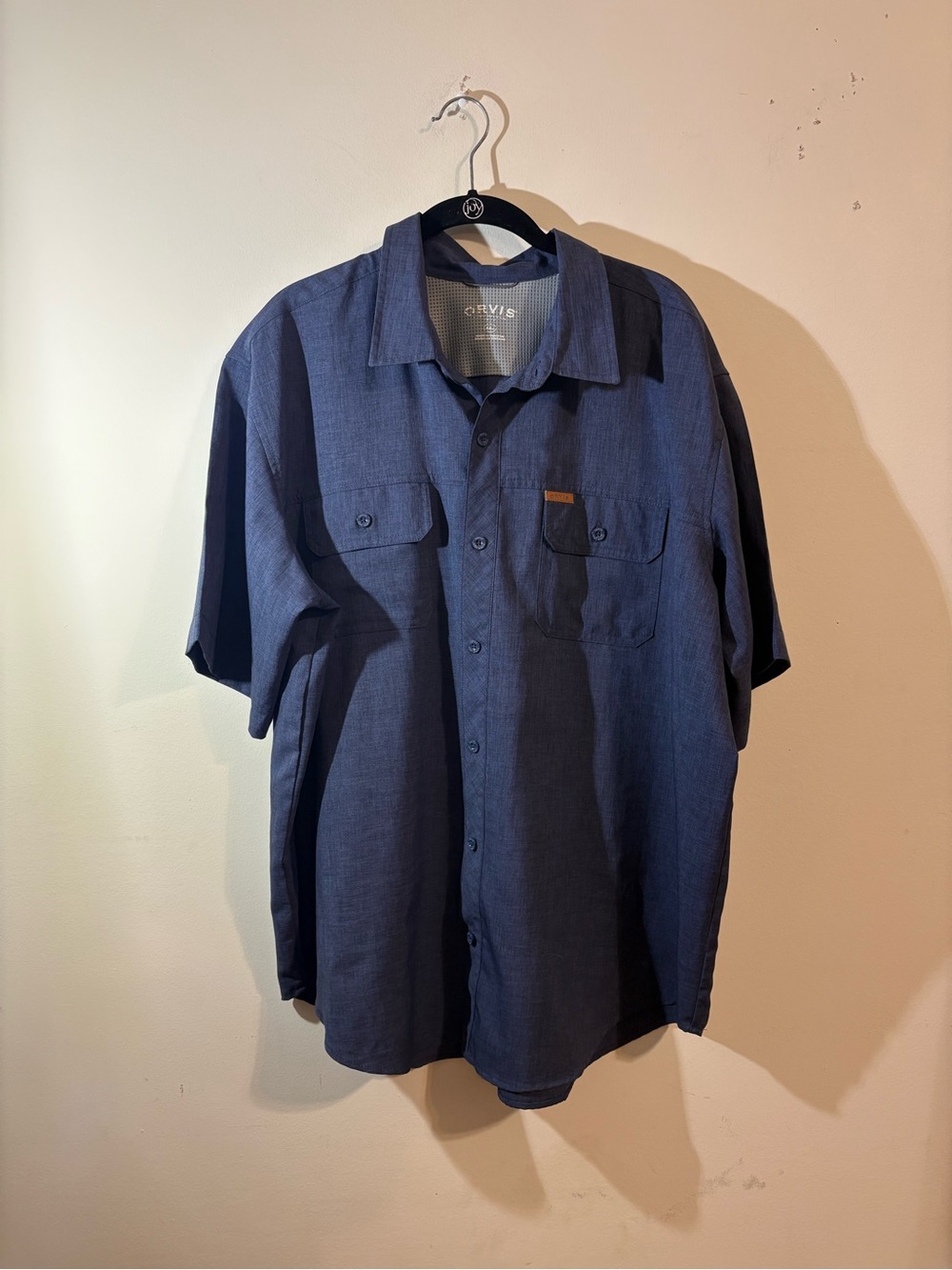 Orvis shirt Classic short-sleeve men’s XXL button-up shirt blue front pockets